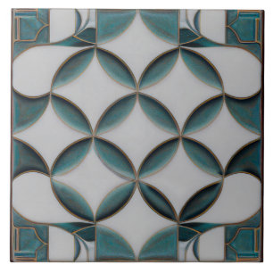 Azulejo De Cerâmica Art Deco Padrão Azul Azul Decor Art Nouveau