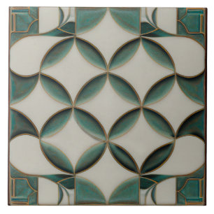 Azulejo De Cerâmica Art Deco Palavra Verde Padrão Art Nouveau