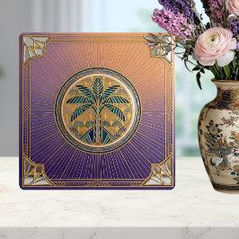 Azulejo De Cerâmica Art Deco Palm Tree Sunrise Gradient Ceramic Tile