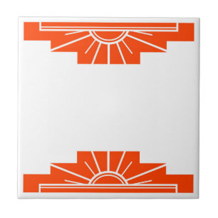 Azulejo De Cerâmica Art Deco Patterin in Bold Orange