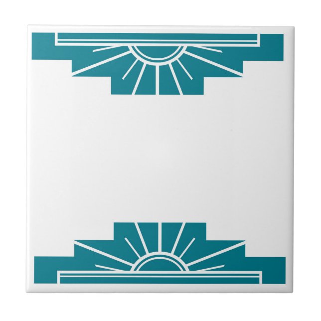 Azulejo De Cerâmica Art Deco Pattern in Teal (Frente)