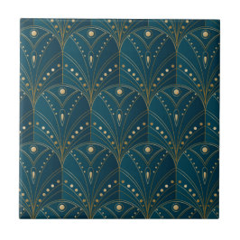 Azulejo De Cerâmica Art Deco pattern with gold geometric shapes
