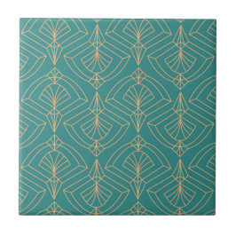 Azulejo De Cerâmica Art Deco pattern with gold geometric shapes 