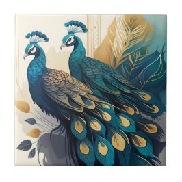 Azulejo De Cerâmica Art Deco Peacocks