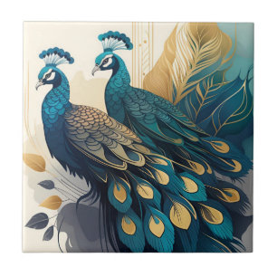 Azulejo De Cerâmica Art Deco Peacocks