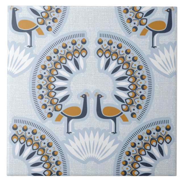 Azulejo De Cerâmica Art Deco retro Peacock (Frente)