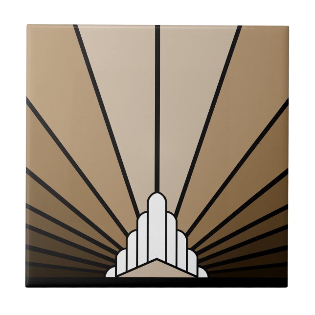 Azulejo De Cerâmica Art deco sun em bronzeado (Frente)