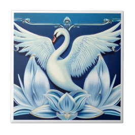 Azulejo De Cerâmica Art Deco Swan e Lily