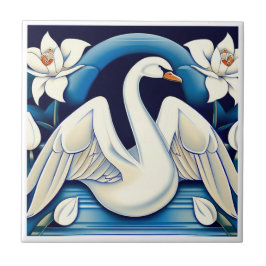 Azulejo De Cerâmica Art Deco Swan e Lily