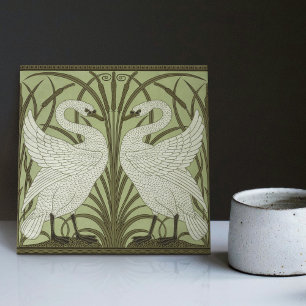 Azulejo De Cerâmica Art Deco Swans Wall Decor Art Nouveau Swan