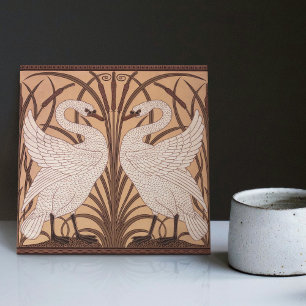 Azulejo De Cerâmica Art Deco Swans Wall Decor Art Nouveau Swan