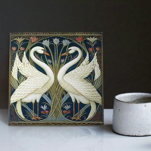 Azulejo De Cerâmica Art Deco Swans Wall Decor Art Nouveau Swan