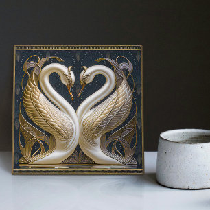 Azulejo De Cerâmica Art Deco Swans Wall Decor Art Nouveau Swan Cerâmic