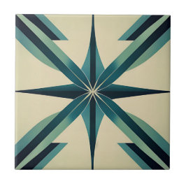 Azulejo De Cerâmica Art Deco Teal Star