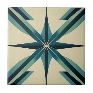 Azulejo De Cerâmica Art Deco Teal Star