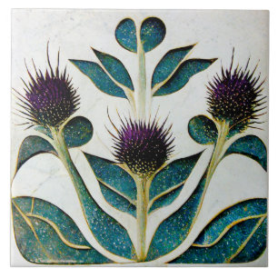 Azulejo De Cerâmica Art Deco Thistle Wall Decor Art Nouveau