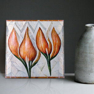 Azulejo De Cerâmica Art Deco Tulip Floral Wall Decor Art Nouveau Ceram