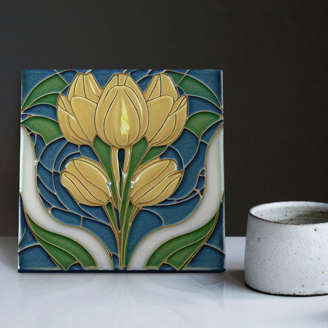 Azulejo De Cerâmica Art Deco Tulips Wall Decor Art Nouveau (Criador carregado)