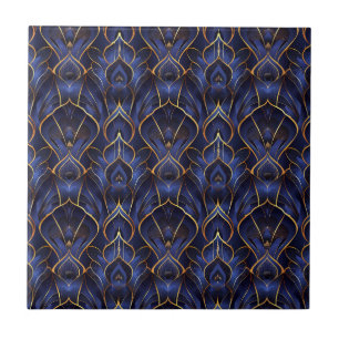 Azulejo De Cerâmica Art Deco Whimsical Vintage Blue Floral Padrão