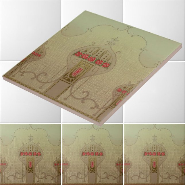 Azulejo De Cerâmica Art Nouveau 1915 Estilo de Missão Franco (Criador carregado)