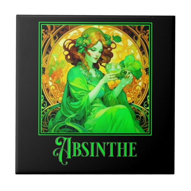 Azulejo De Cerâmica Art Nouveau Absinthe (Frente)
