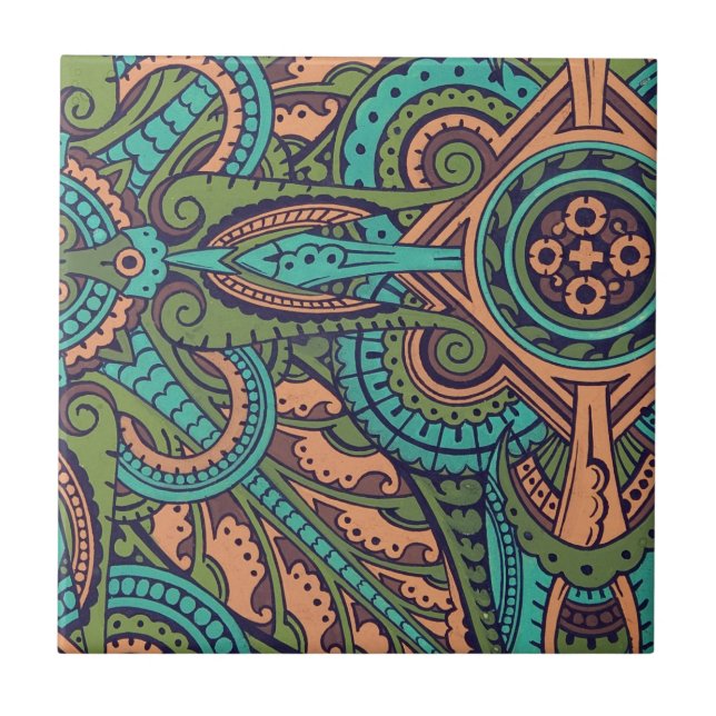 Azulejo De Cerâmica Art nouveau abstrato padrão criador (Frente)