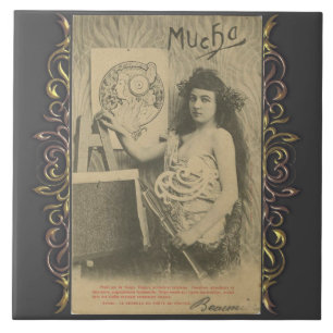 Azulejo De Cerâmica Art nouveau Alphonse mucha modelo de arte feminina