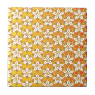 Azulejo De Cerâmica Art Nouveau amarelo Jonquil floral wallpaper damas