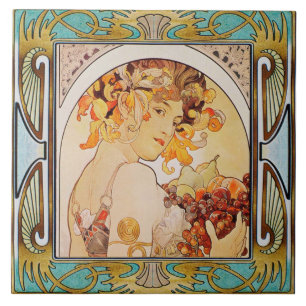 Azulejo De Cerâmica Art Nouveau Azulejo cerâmico Alphose mucha Design