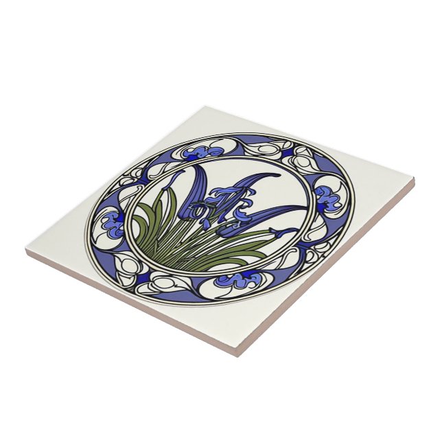 Azulejo De Cerâmica Art nouveau bluebell (Lateral)