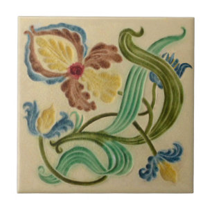 Azulejo De Cerâmica Art Nouveau Boote Iris 1900 Repro Vitoriano Tarde