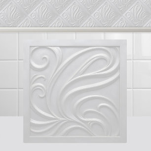 Azulejo De Cerâmica Art Nouveau Branco Antigo Embutido Onda Abstrata