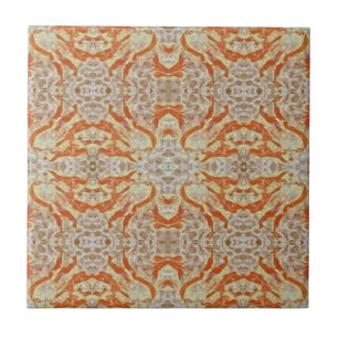 Azulejo De Cerâmica Art Nouveau Burnt Orange Yellow Mirror Art Pattern
