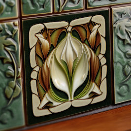 Azulejo De Cerâmica Art Nouveau Calla Lily Arte Floral Simétrica