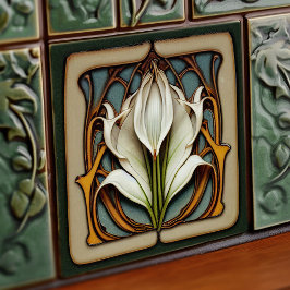 Azulejo De Cerâmica Art Nouveau Calla Lily Arte Floral Simétrica