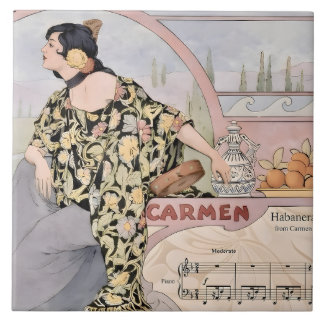 Azulejo De Cerâmica Art Nouveau Carmen Habanera Print – Vintage Opera 