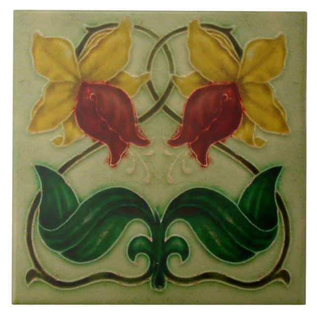 Azulejo De Cerâmica Art Nouveau ceramic fireplace wall tile (Frente)