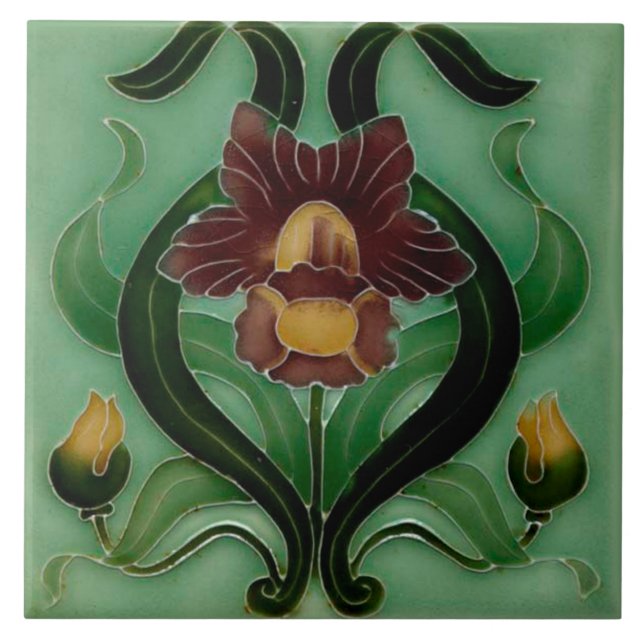 Azulejo De Cerâmica Art Nouveau Ceramic fireplace wall tile (Frente)
