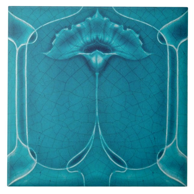 Azulejo De Cerâmica Art nouveau ceramic tile blue (Frente)