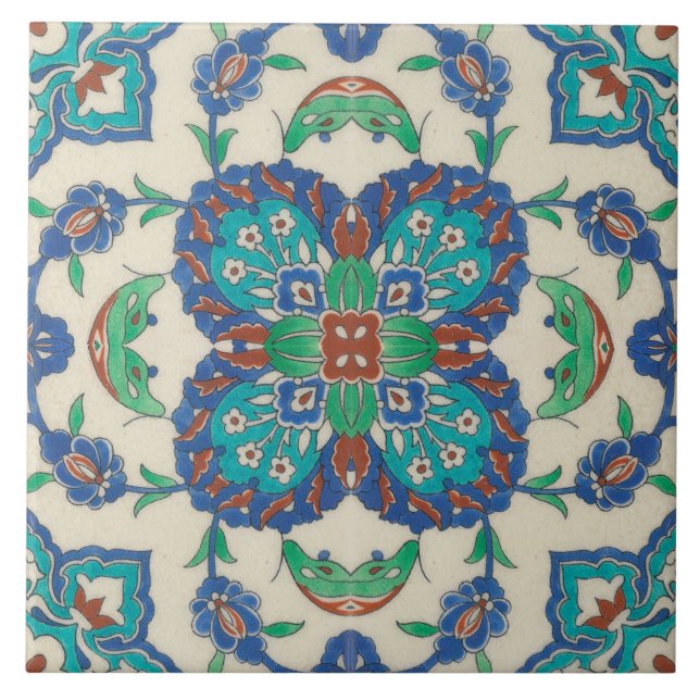 Azulejo De Cerâmica Art Nouveau China - Reprodução de Padrão Floral (Frente)