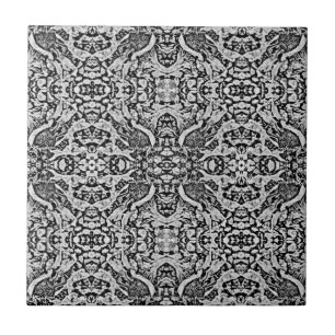 Azulejo De Cerâmica Art Nouveau Cinza Negra Preta Padrão de Arte Espe