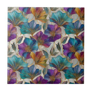 Azulejo De Cerâmica Art Nouveau clematis roxa