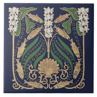 Azulejo De Cerâmica Art Nouveau: Conchas Marítimas