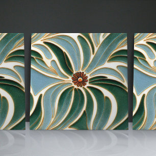 Azulejo De Cerâmica Art Nouveau Daisies Flores azuis sem solha