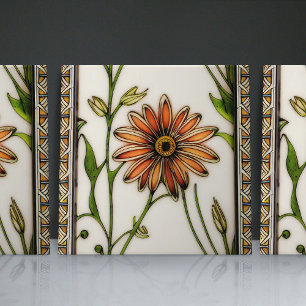 Azulejo De Cerâmica Art Nouveau Daisies Flores sem costura