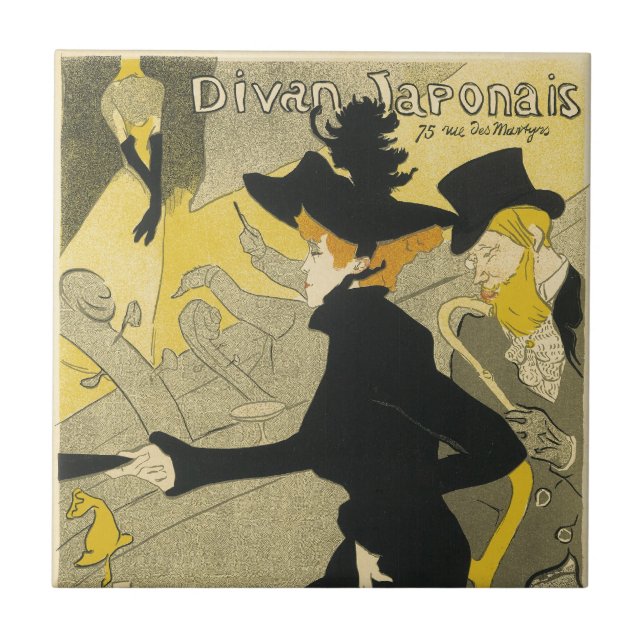 Azulejo De Cerâmica Art Nouveau, Divã Japonês de Toulouse Lautrec (Frente)