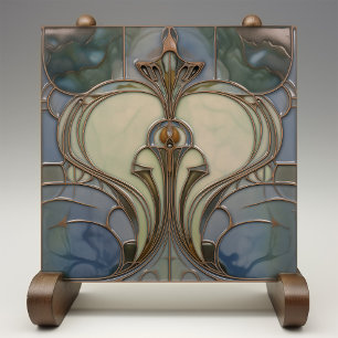 Azulejo De Cerâmica Art Nouveau Elegance Jade Bronze