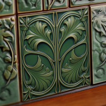 Azulejo de Cerâmica Art Nouveau Elegância Esmerald
