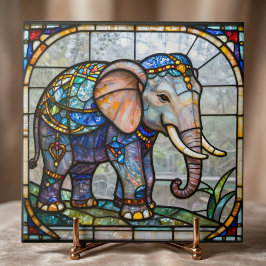 Azulejo De Cerâmica Art Nouveau Elephant Faux Stained Glass Mosaic Art