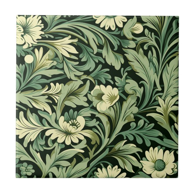 Azulejo De Cerâmica Art Nouveau Estilo Padrão Floral (Frente)